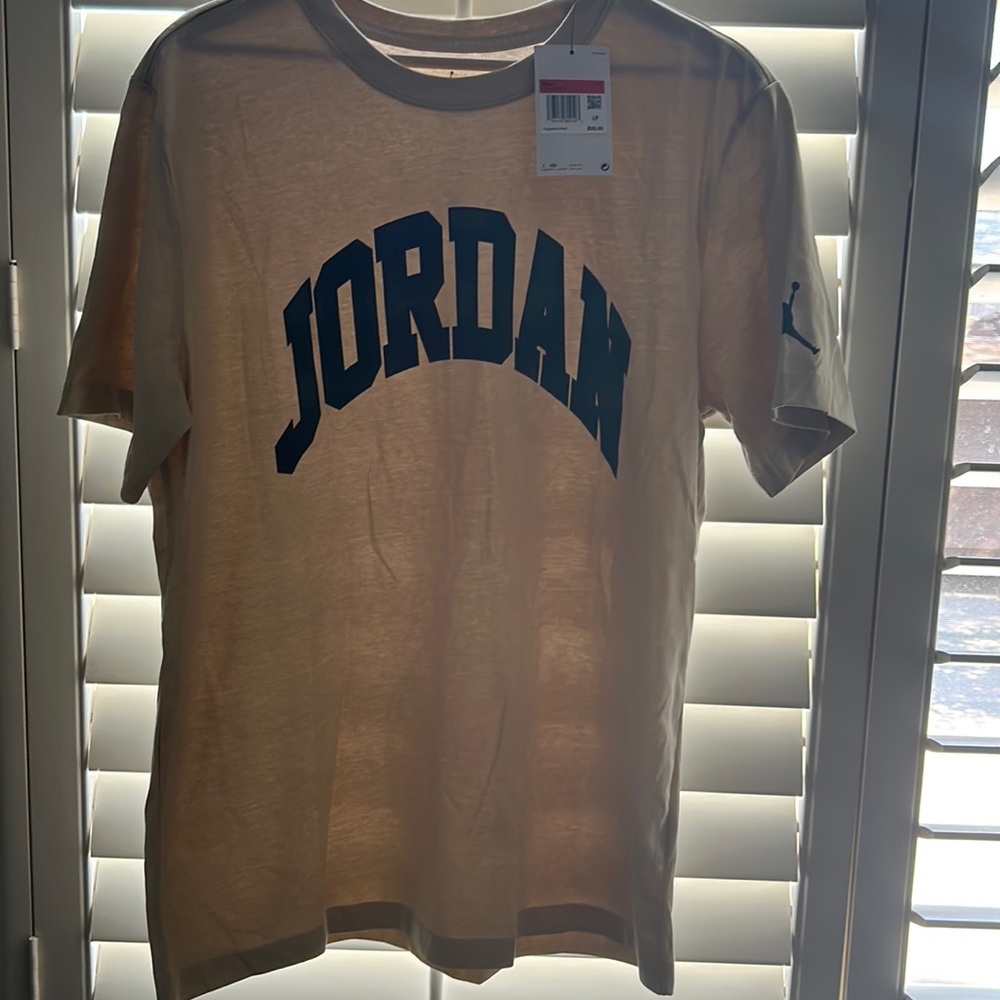 Jordan cream shirt with green flannel pattern
